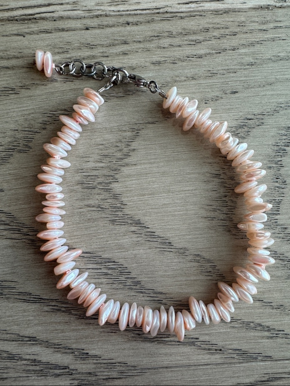Freshwater Pearl Chip Shell Anklet - Blush Peach Pink